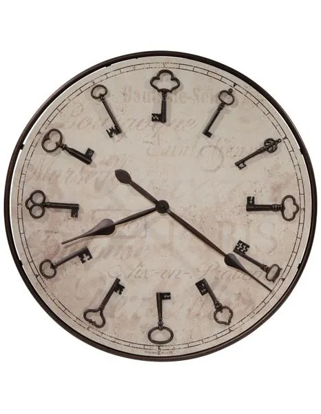 Howard Miller Cle Du Ville Oversized Wall Clock - Skeleton Key Hour Markers