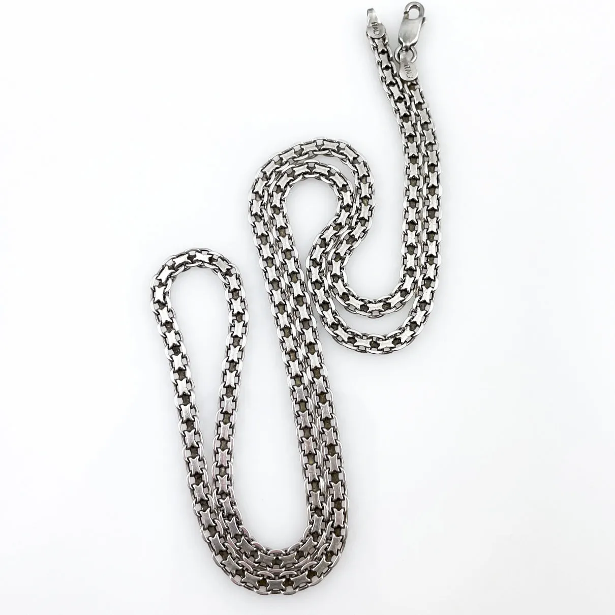 Italian Sterling Silver Flat Box Chain Unisex 24 inches