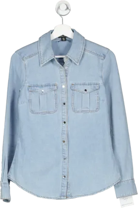 Karen Millen Blue Denim Pocket Detail Relaxed Shirt UK 6