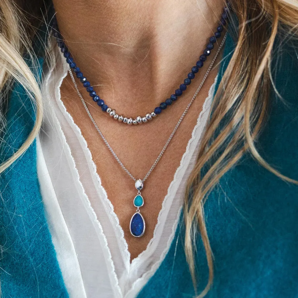 Kit Heath Coast Pebble Azure Gemstone Trio Droplet Necklace