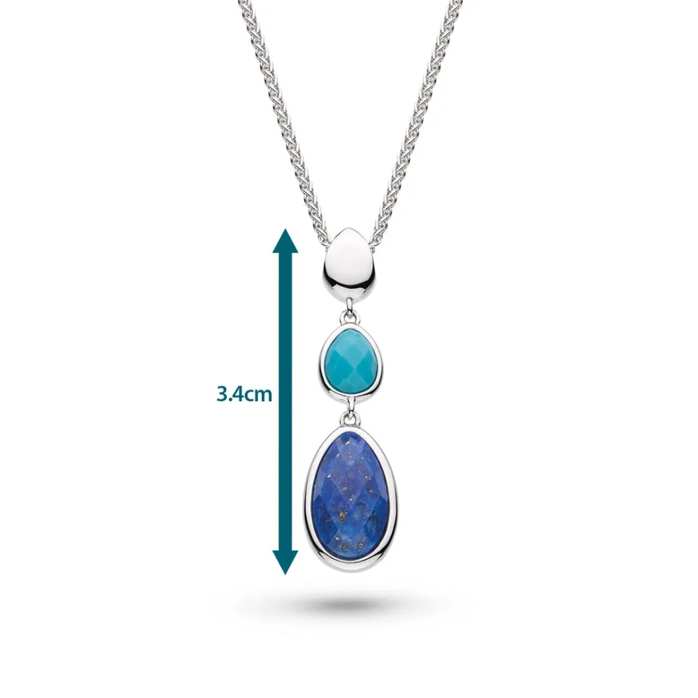 Kit Heath Coast Pebble Azure Gemstone Trio Droplet Necklace