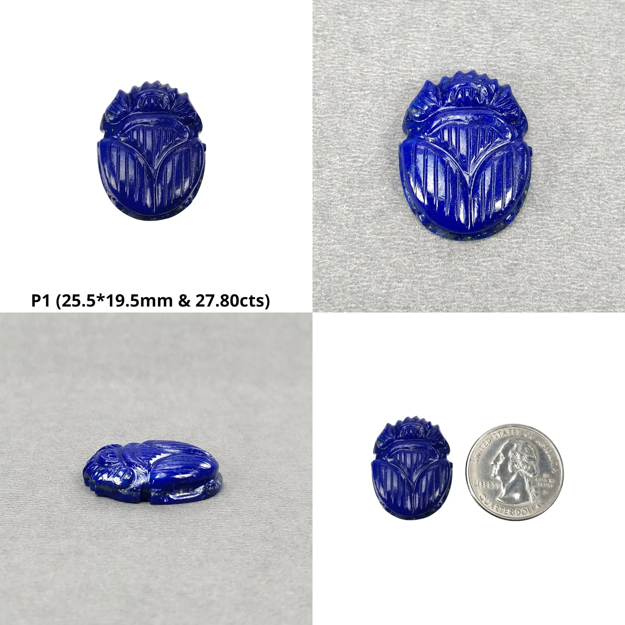 LAPIS LAZULI Gemstone Carving : Natural Untreated Unheated Blue Lapis Hand Carved Scarabs