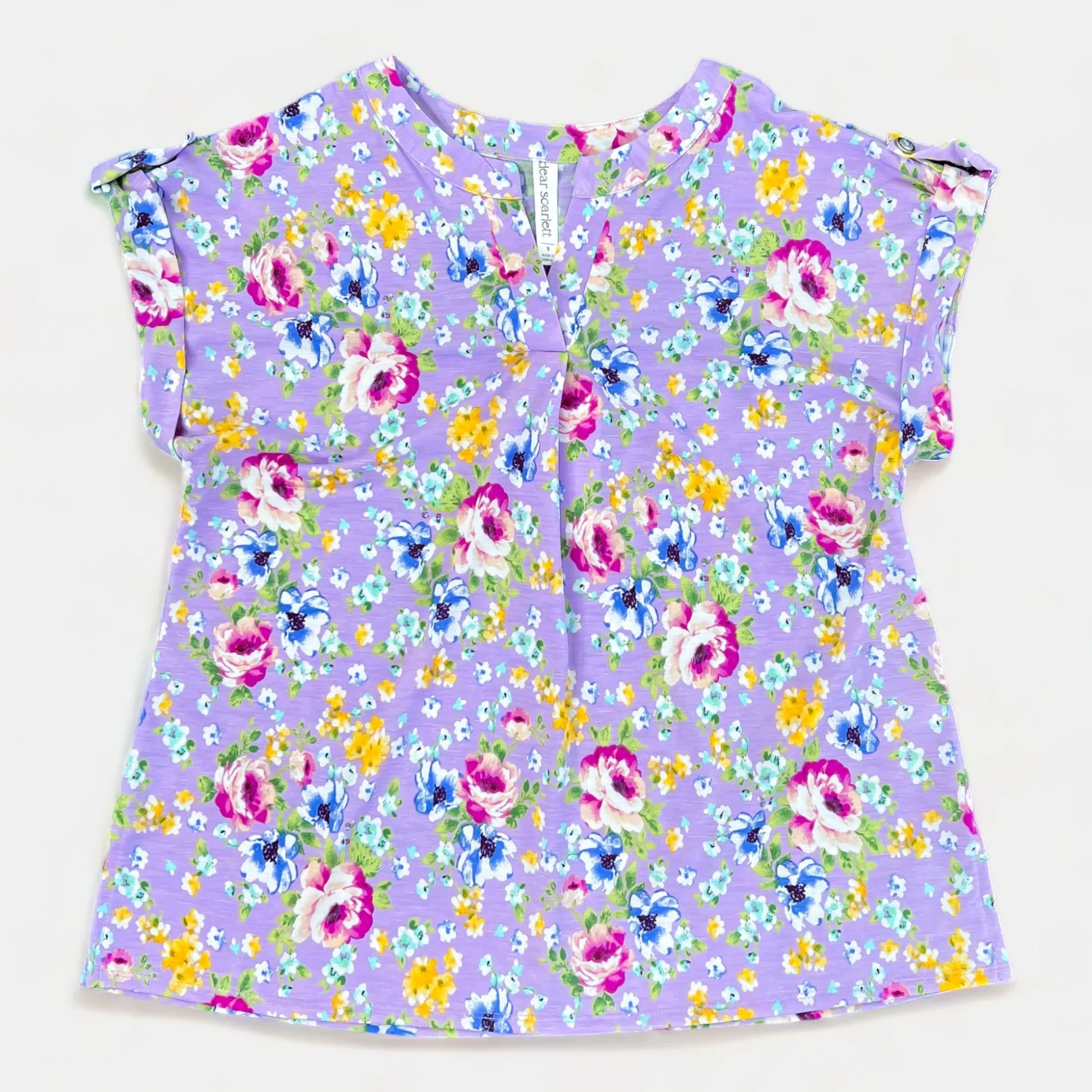 Lavender Floral Lizzy Short Sleeve Top [NO RETURNS]