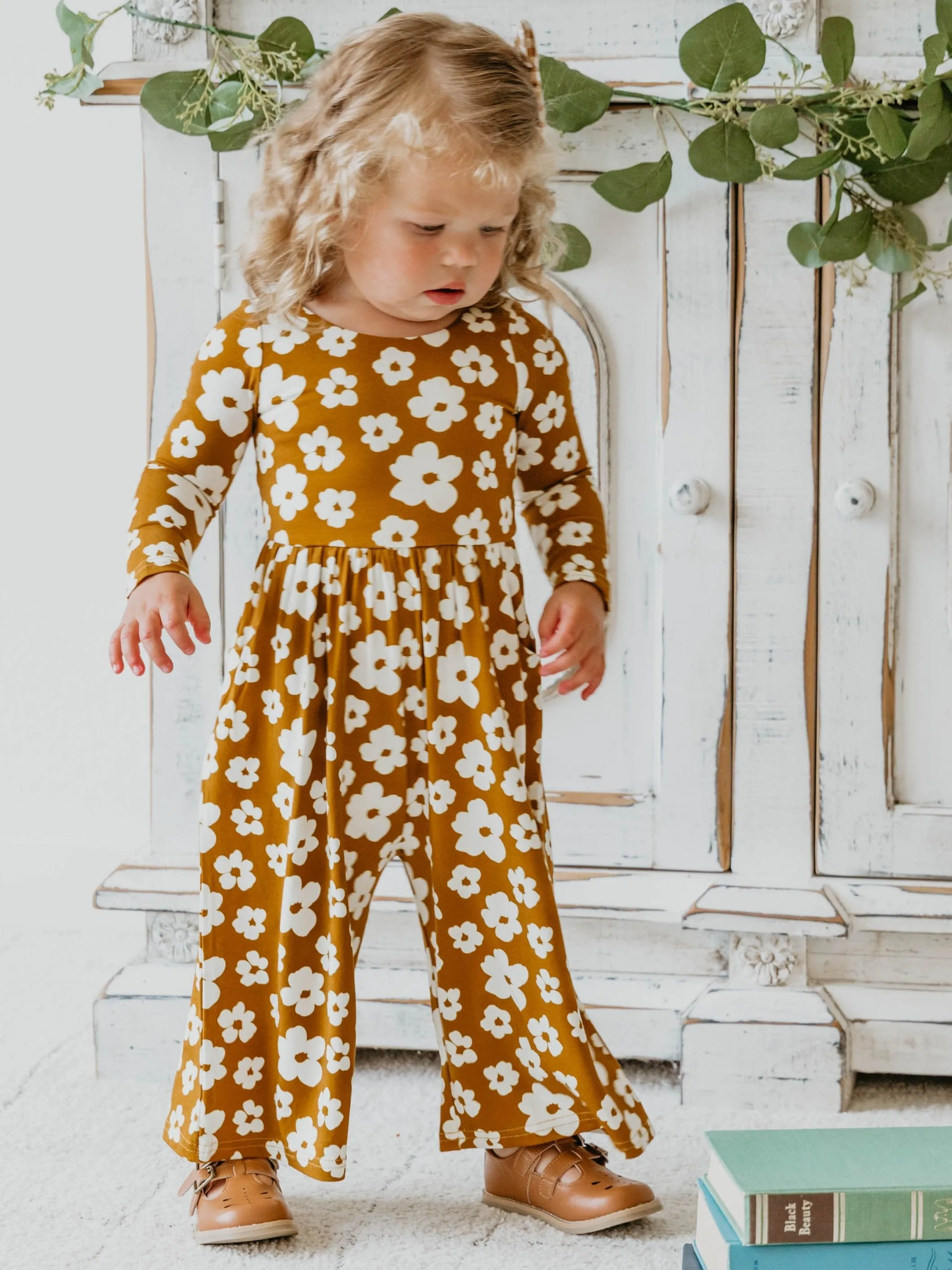 Leggy Romper - Mustard Blooms