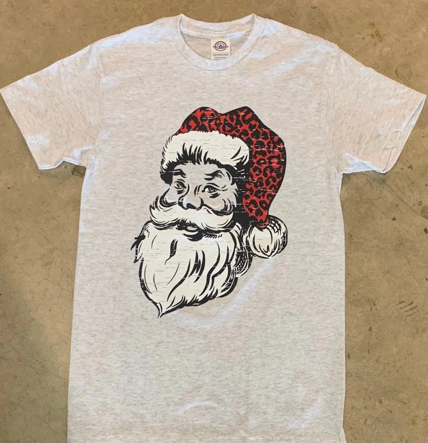 Leopard Santa  hat tee Christmas