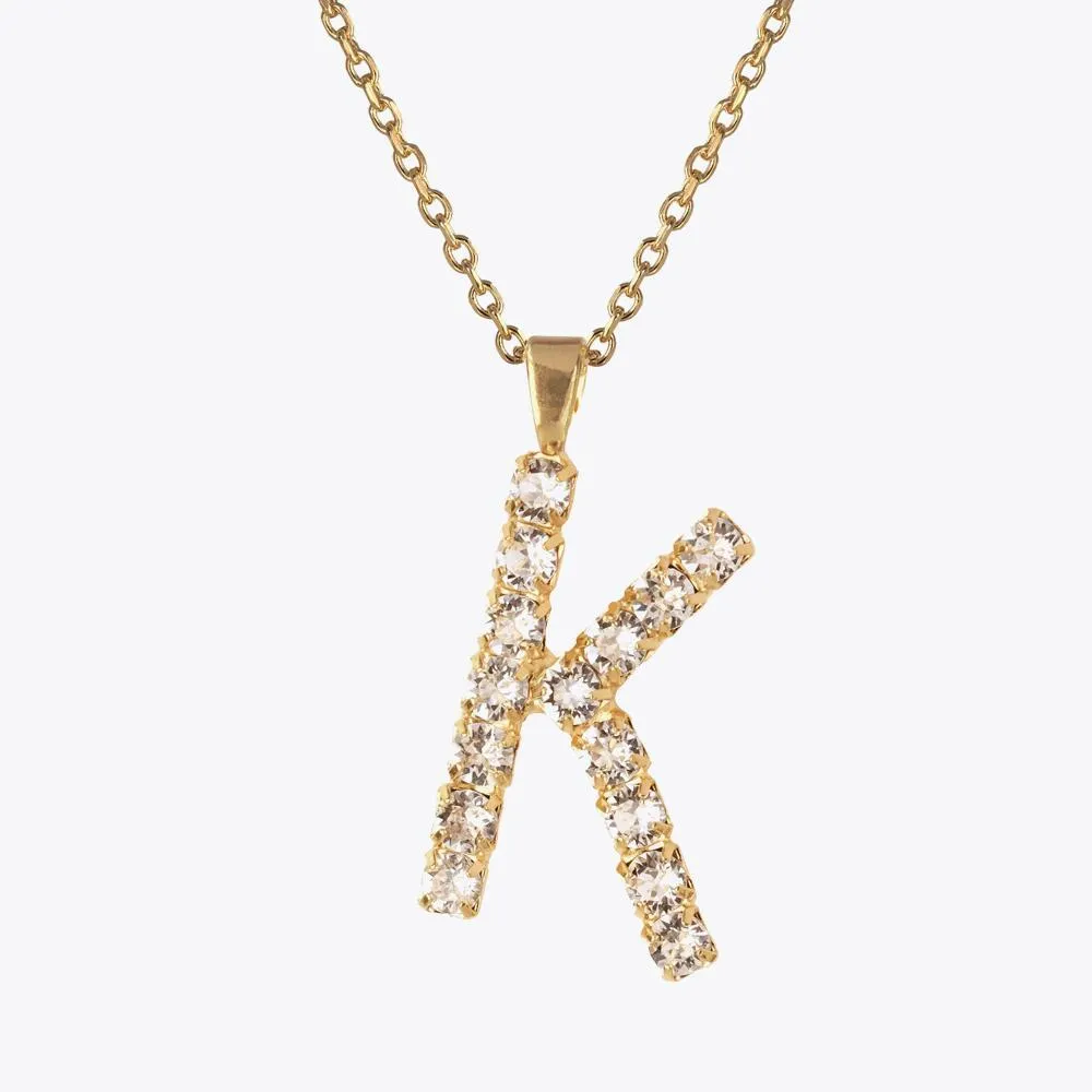 Letter Necklace K / Crystal