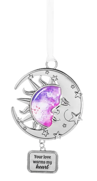 Life Is Beautiful Silver Sun and Moon Ornament - Your love warms my heart