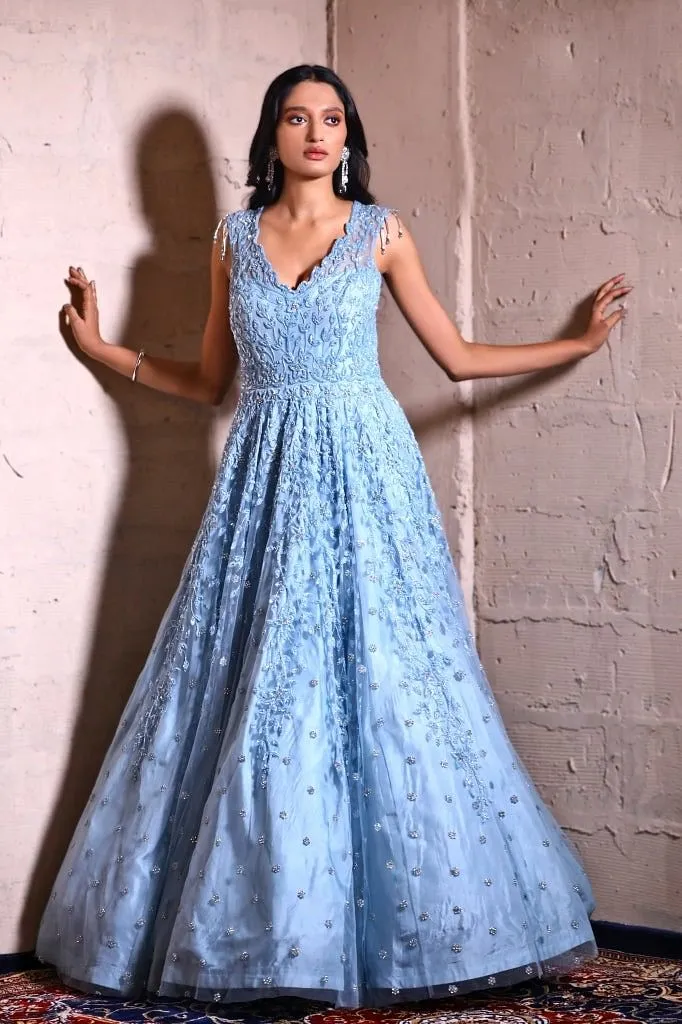 Light blue gown