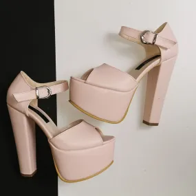 Light Pink Powder Chunk Heel Platforms