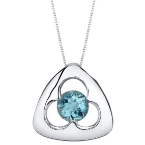 London Blue Topaz Pendant Sterling Silver Round Shape 1 Carat