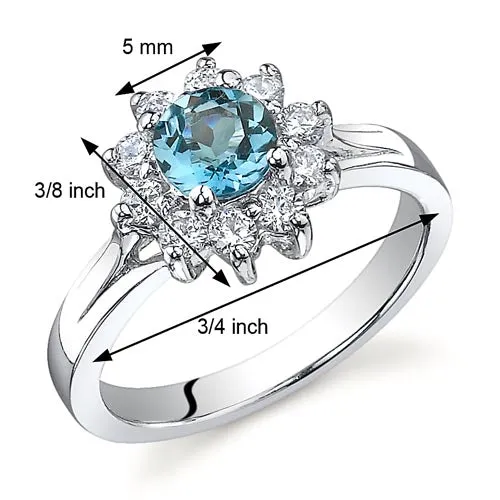 London Blue Topaz Round Cut Sterling Silver Ring Size 5