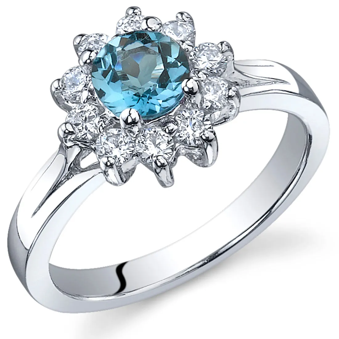 London Blue Topaz Round Cut Sterling Silver Ring Size 5