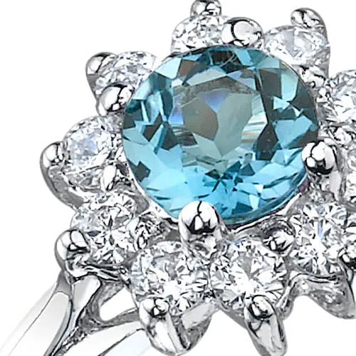 London Blue Topaz Round Cut Sterling Silver Ring Size 5