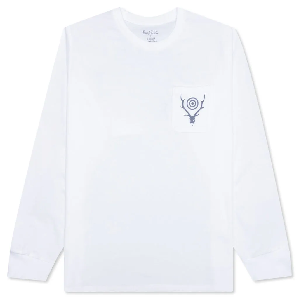 L/S Round Pocket Tee - White