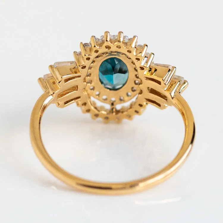 Luxe London Blue Topaz & White Topaz Ring