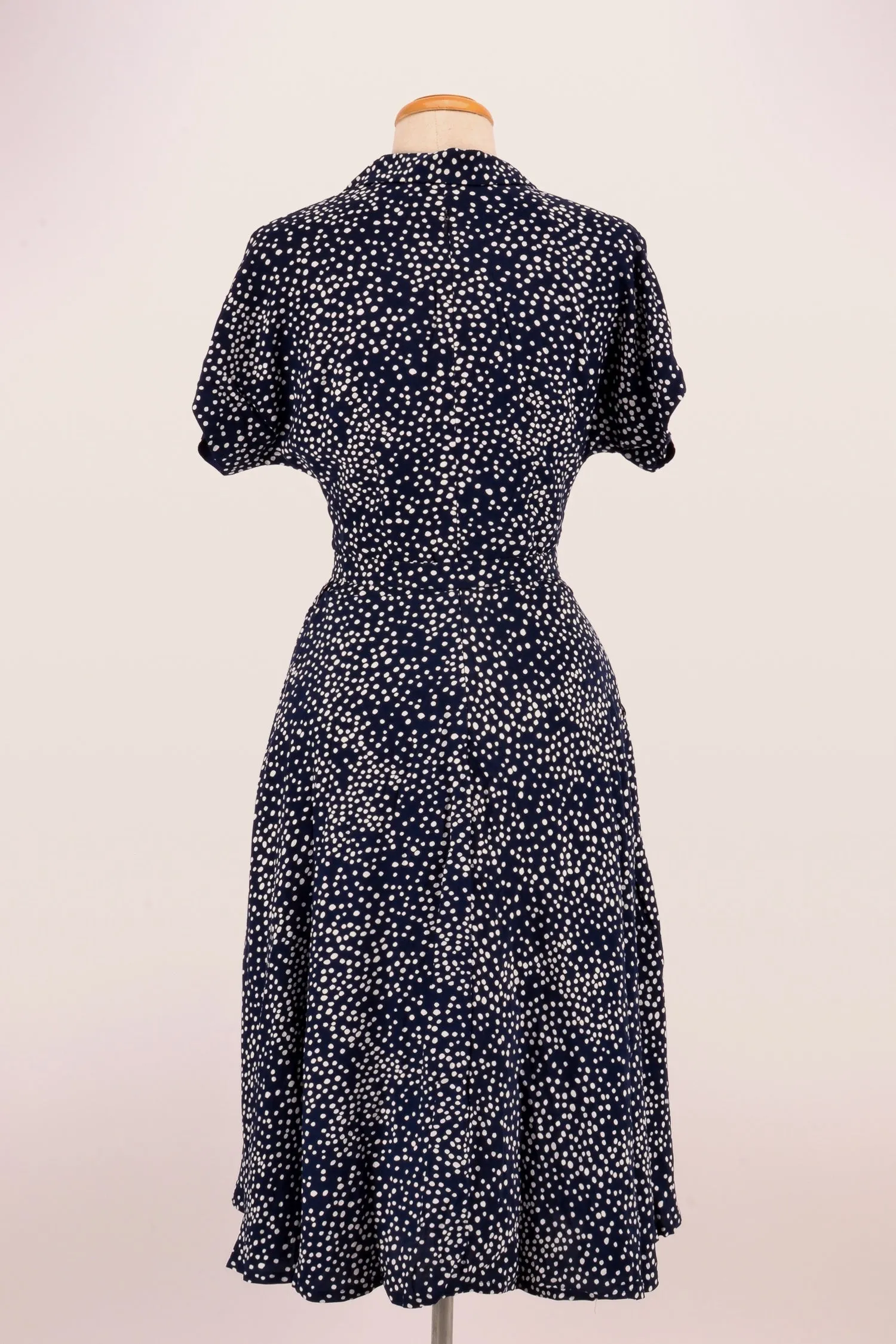 Manette Navy & Cream Dots Dress