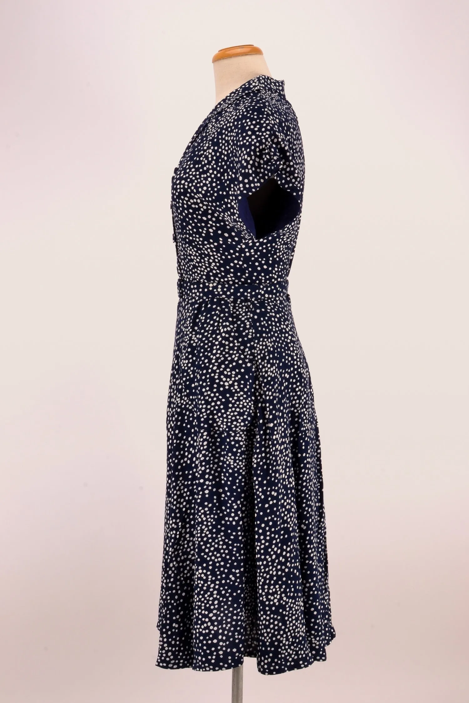 Manette Navy & Cream Dots Dress