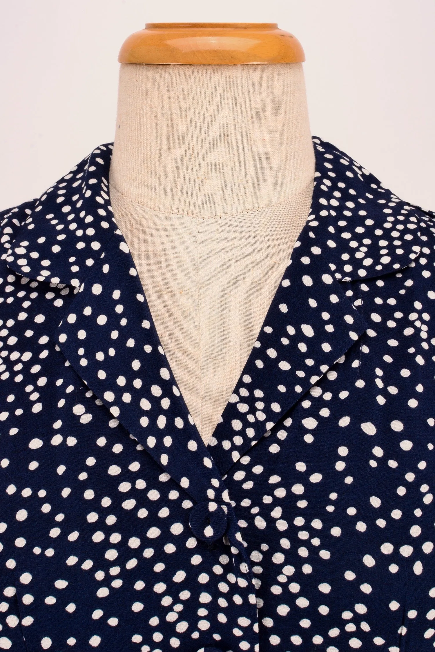 Manette Navy & Cream Dots Dress