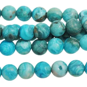 MATTE Blue Crazy Lace Agate 6mm Round - 8-Inch