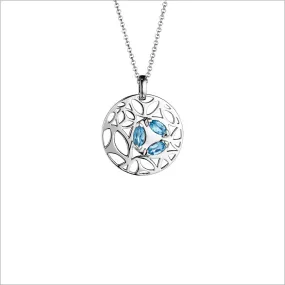 Medallion Blue Quartz Small Pendant in Sterling Silver