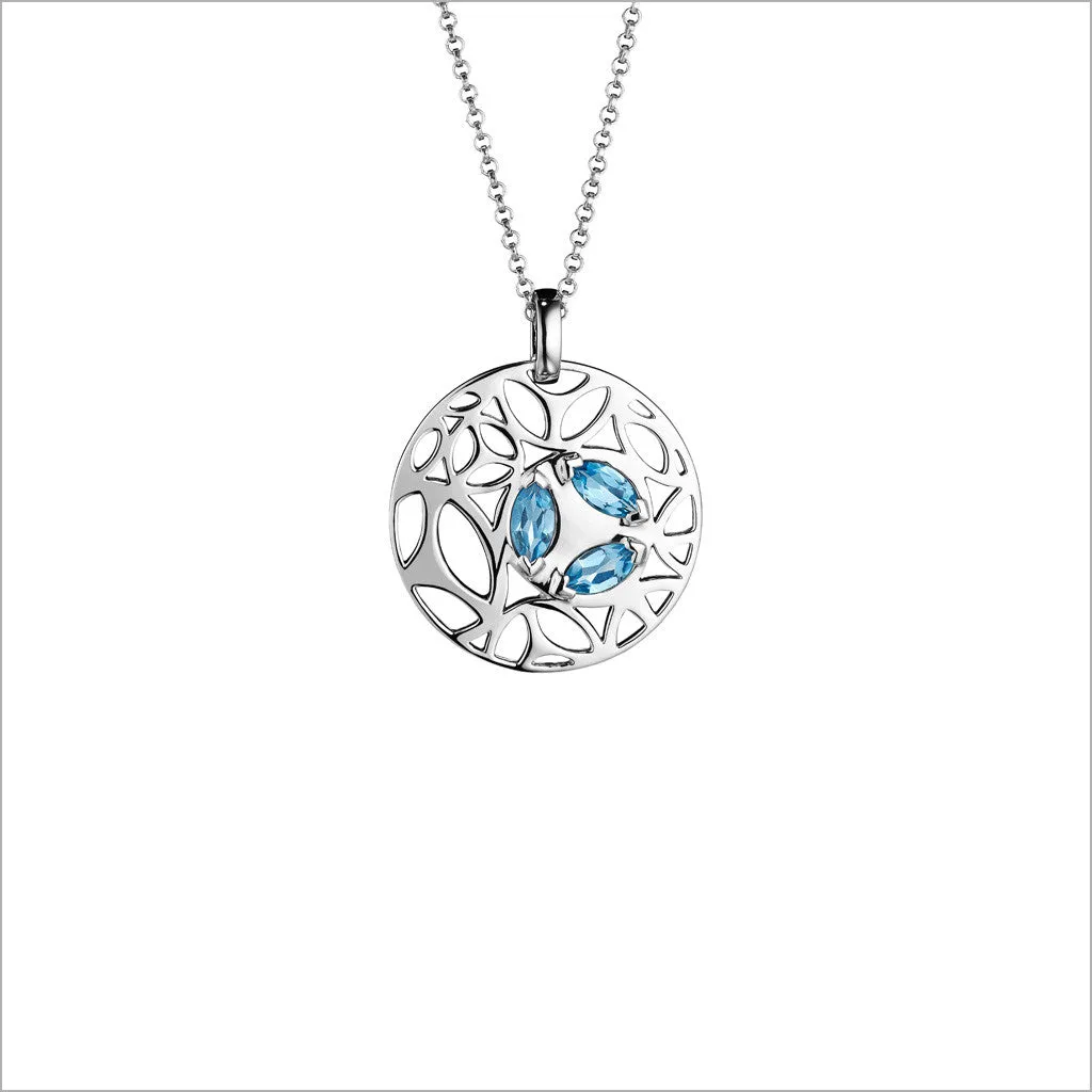 Medallion Blue Quartz Small Pendant in Sterling Silver