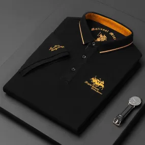 Men Brand embroidered short sleeve cotton polo shirt