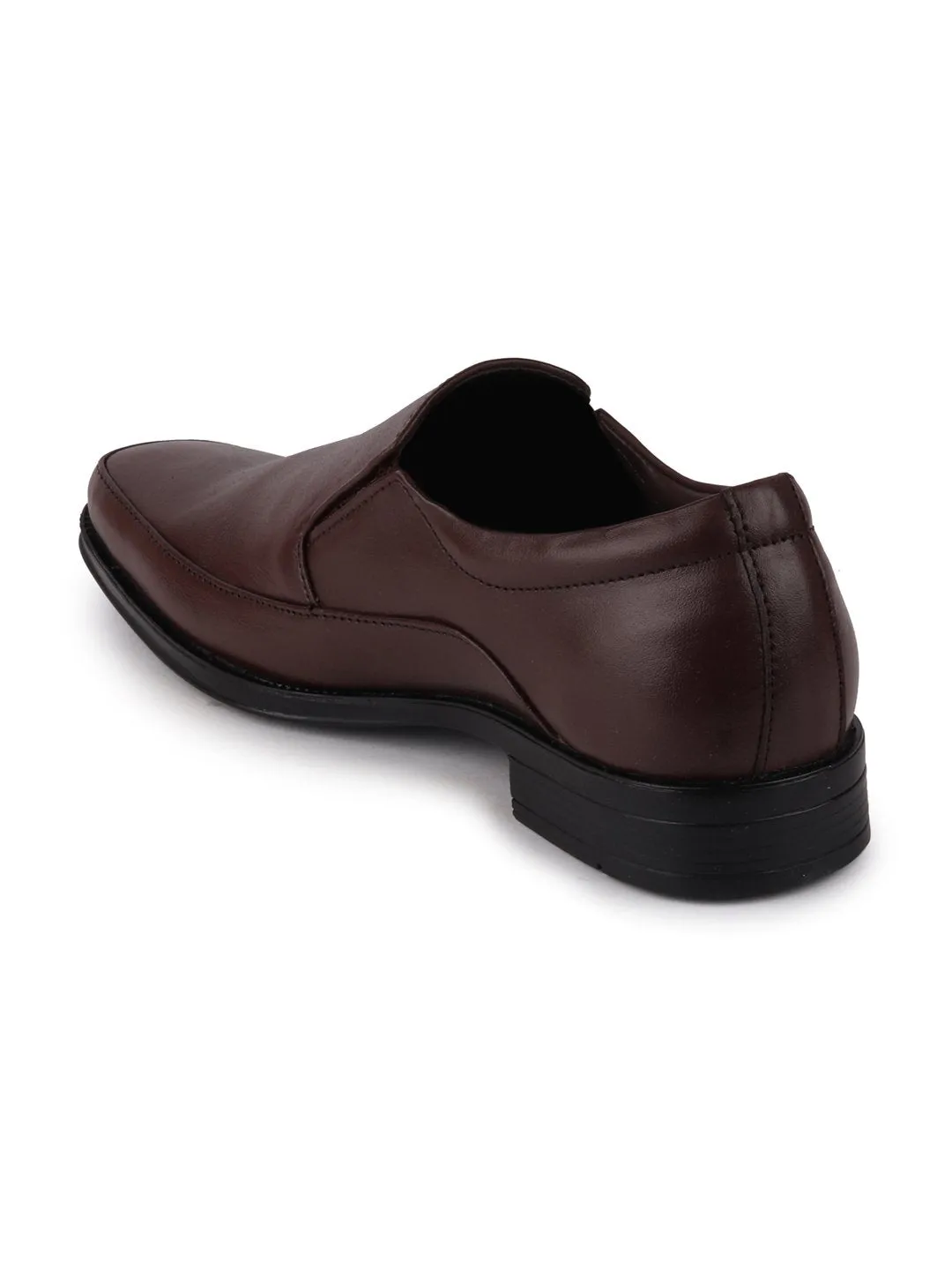 Men Brown Formal Leather Slip-On Shoes