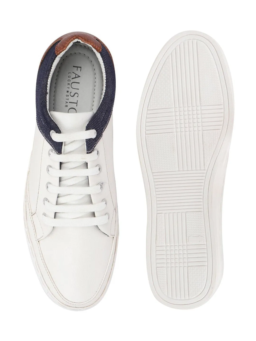 Men White Classic Lace Up Sneakers