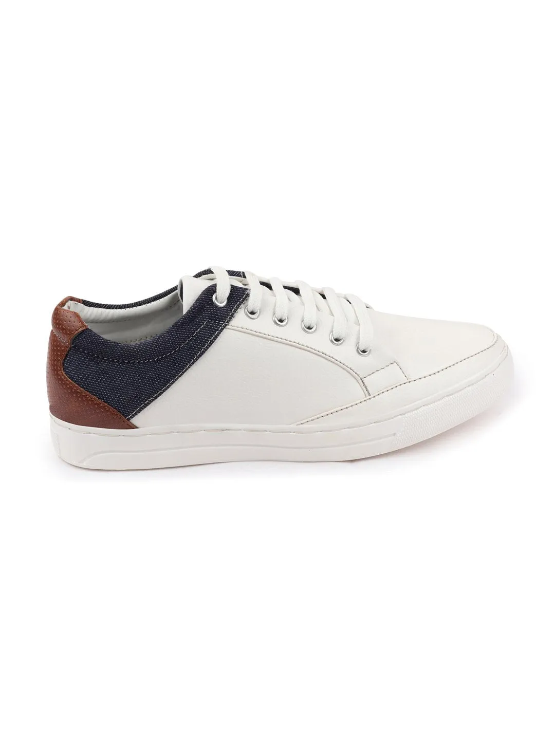 Men White Classic Lace Up Sneakers