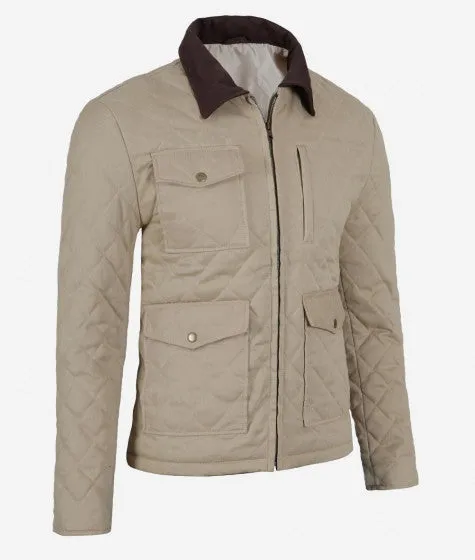 Mens Lightweight Beige Cotton Jacket