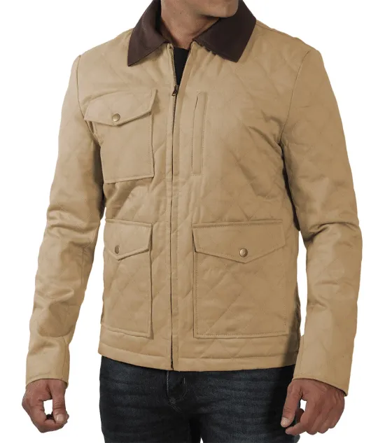 Mens Lightweight Beige Cotton Jacket