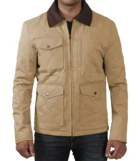 Mens Lightweight Beige Cotton Jacket