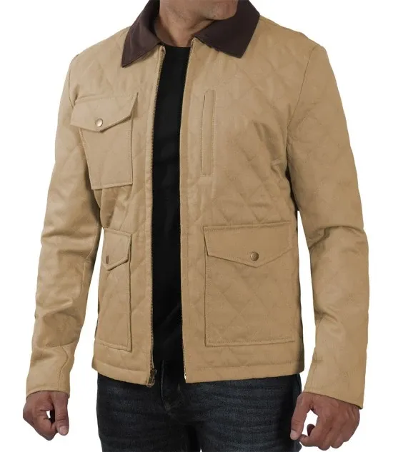 Mens Lightweight Beige Cotton Jacket