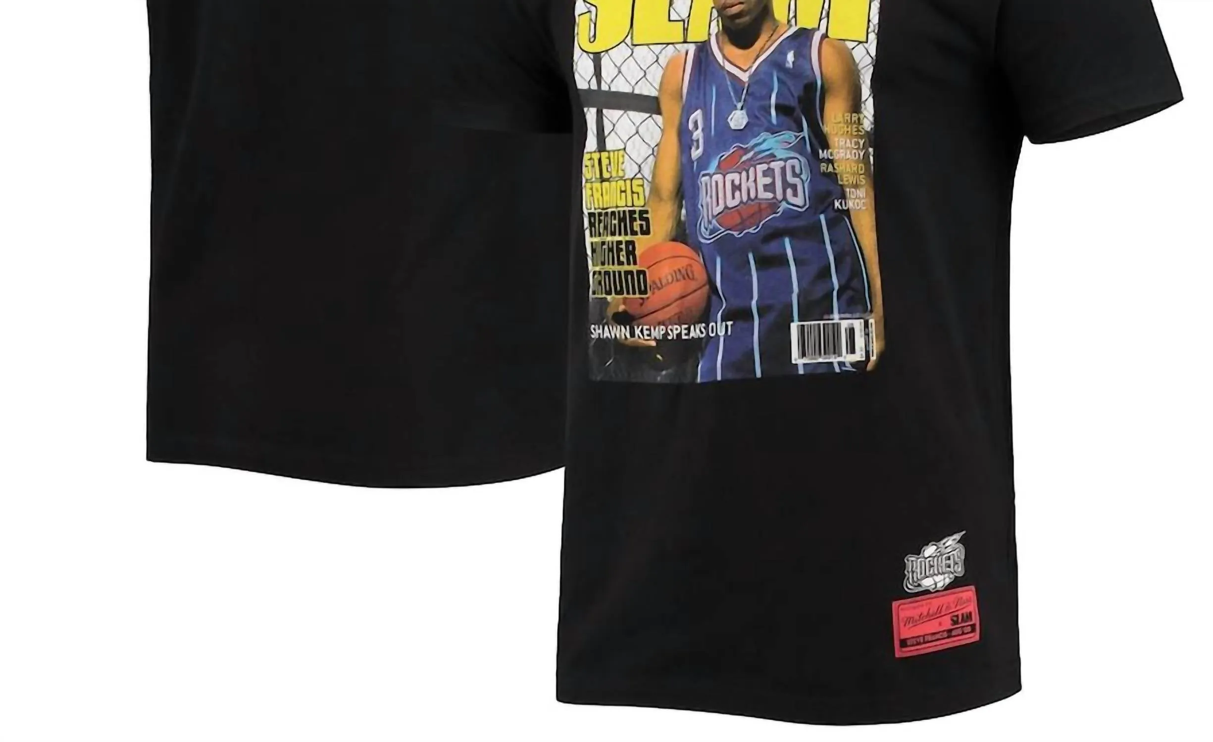 Men's Slam Cover Aug 00 Houston Rockets Steve Francis Tee In Black