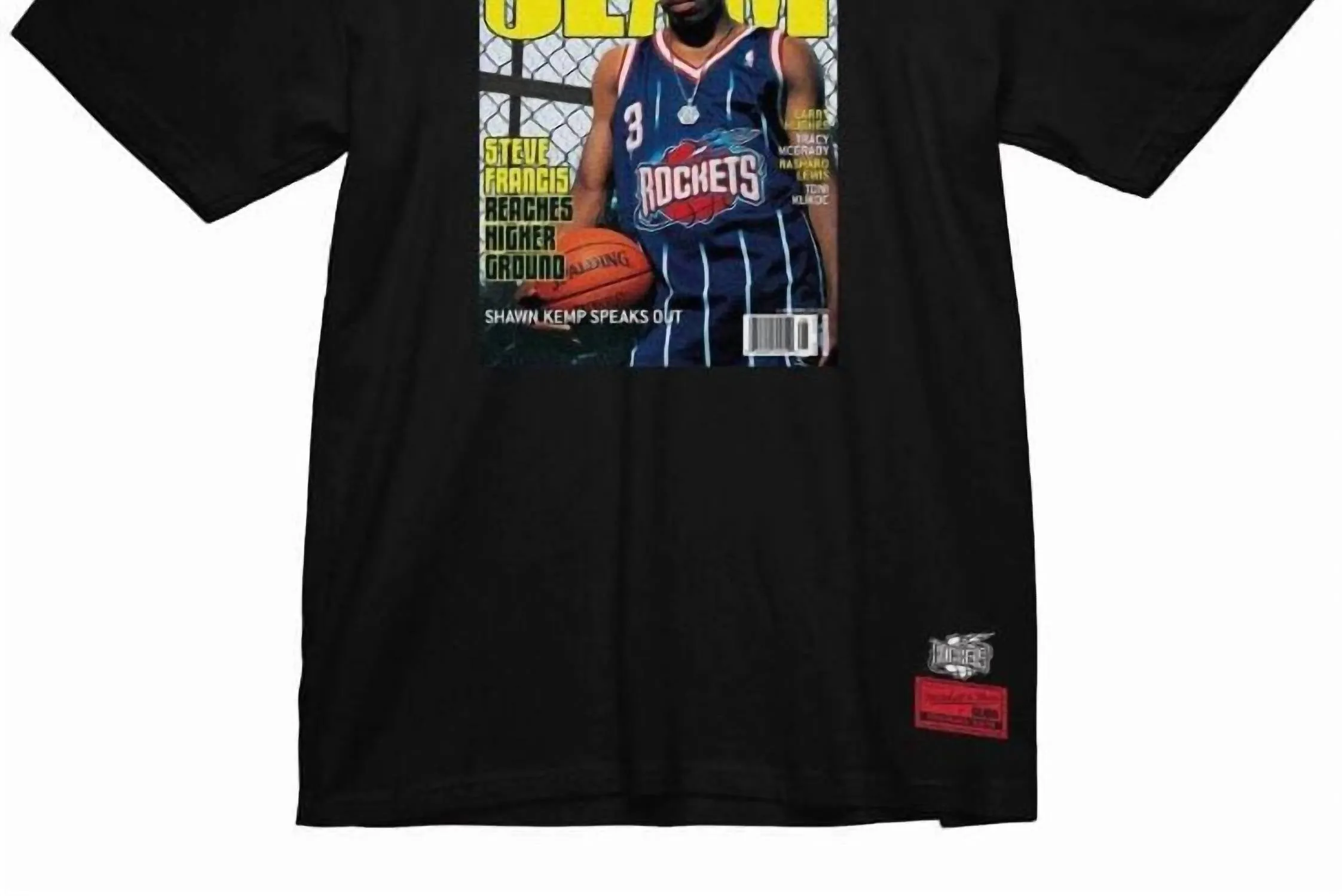 Men's Slam Cover Aug 00 Houston Rockets Steve Francis Tee In Black