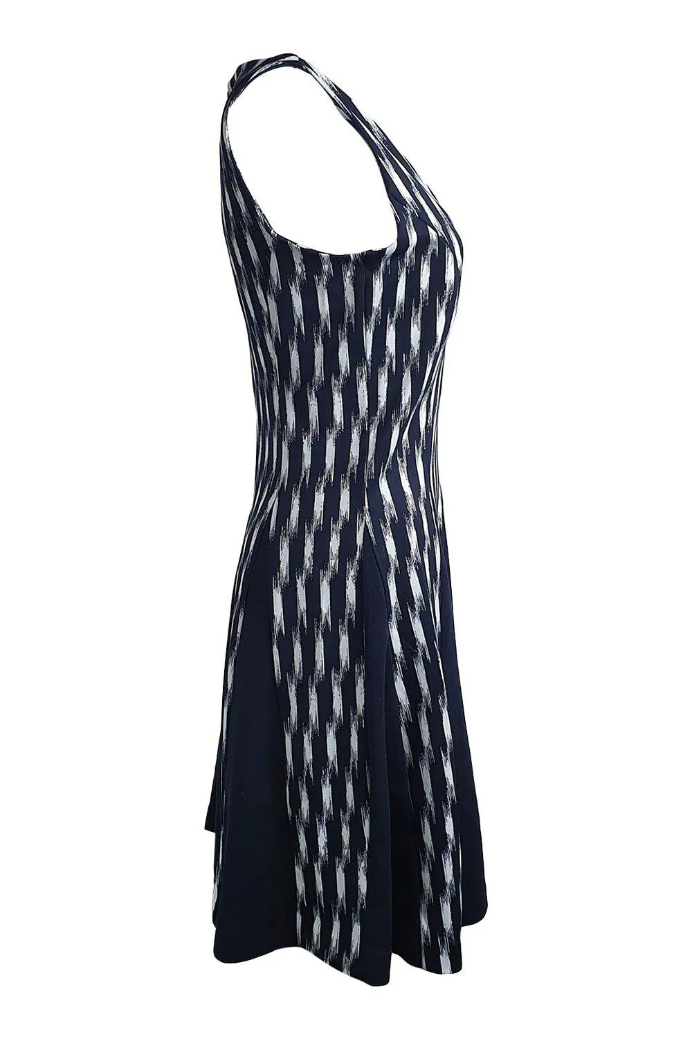 MICHAEL KORS Navy Blue Fit and Flare Abstract Print Sleeveless Dress (6)