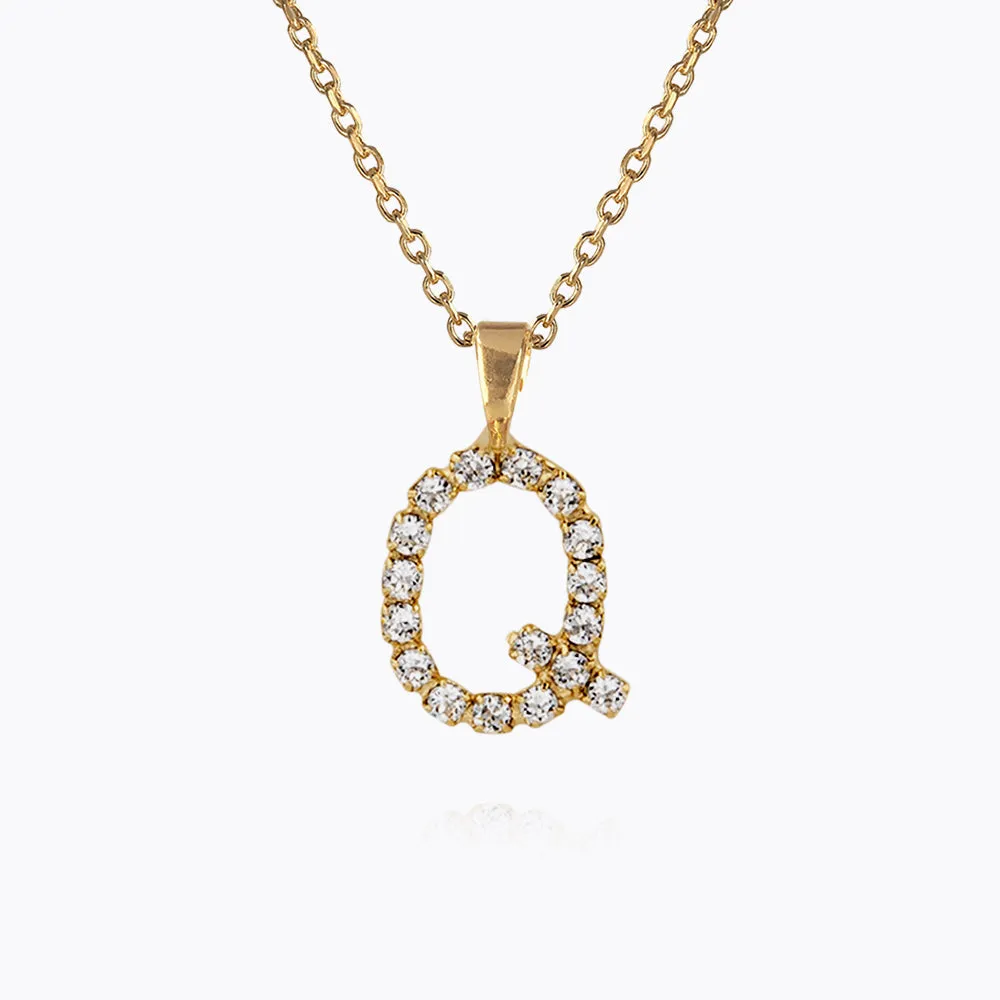 Mini Letter Necklace Q / Crystal