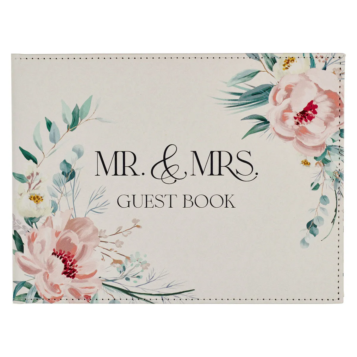 Mr. & Mrs. Floral Faux Leather Wedding Guest Book