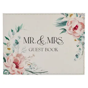 Mr. & Mrs. Floral Faux Leather Wedding Guest Book