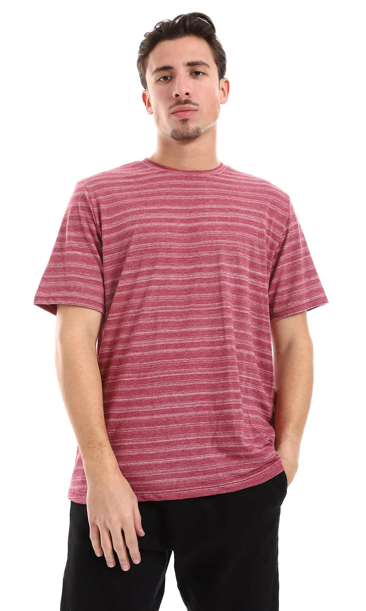 O164004 Hips Length Magenta & White Heather Tee