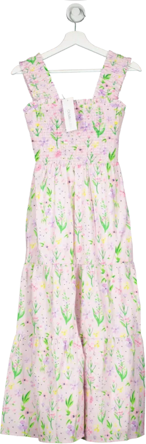 Olivia Rubin Pink Josie Floral-print Cotton Midi Dress BNWT UK 8