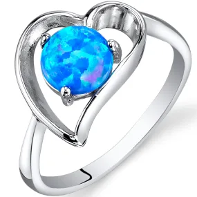 Opal Round Cut Sterling Silver Ring Size 5