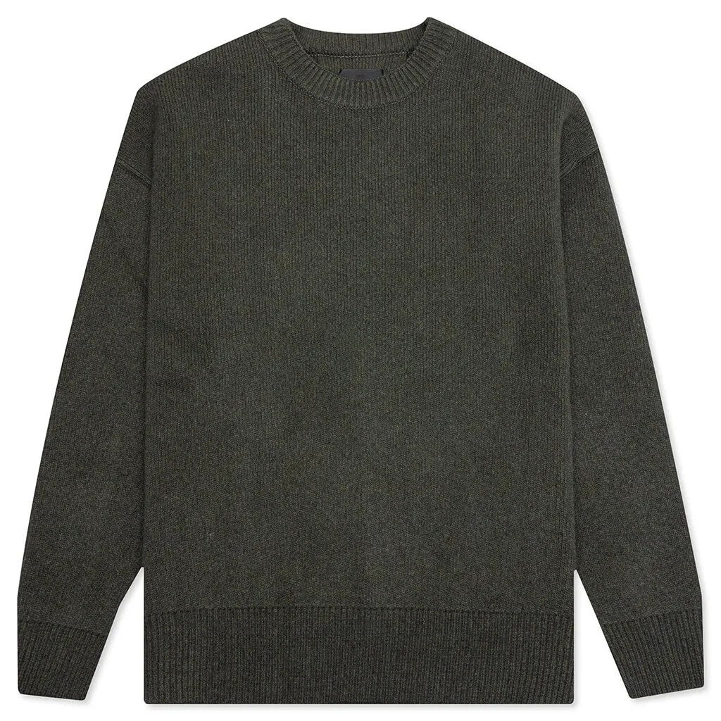 Oversized Crew Neck Sweater - Dark Green