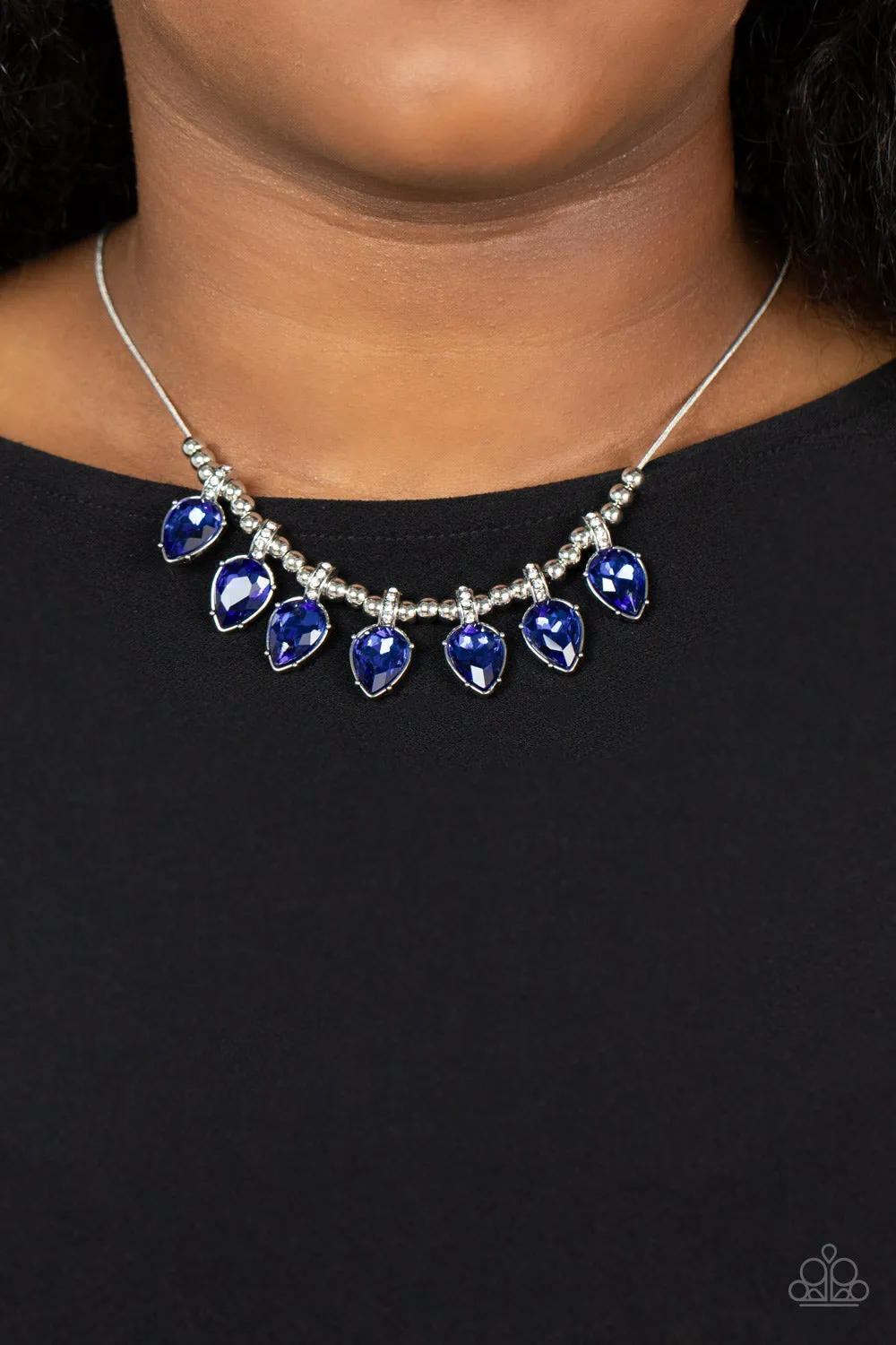 Paparazzi Crown Jewel Couture - Blue Short Necklace