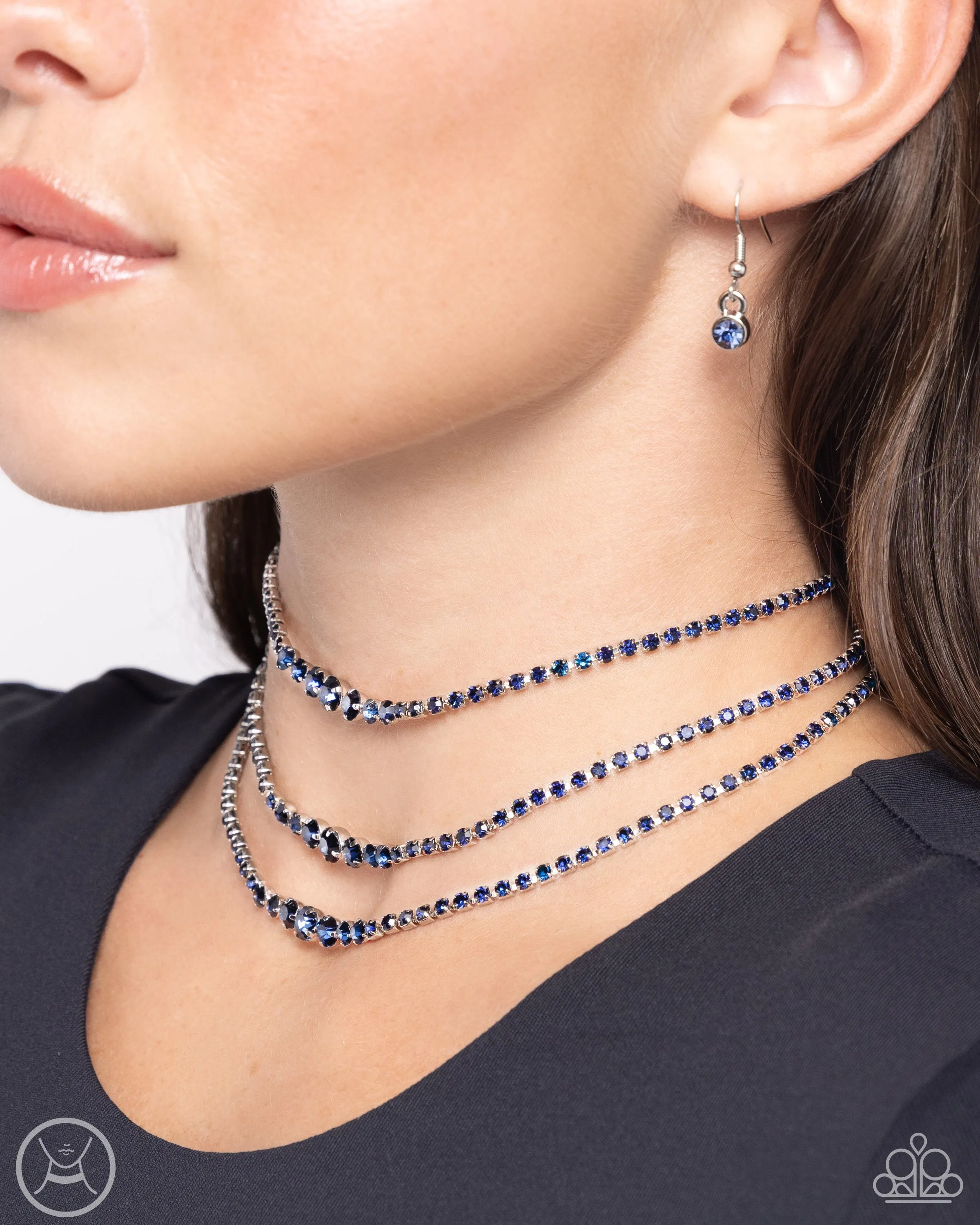 Paparazzi Dynamite Debut Blue Choker Necklace & Earring Set