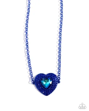 Paparazzi Locket Leisure Blue Necklace & Earring Set