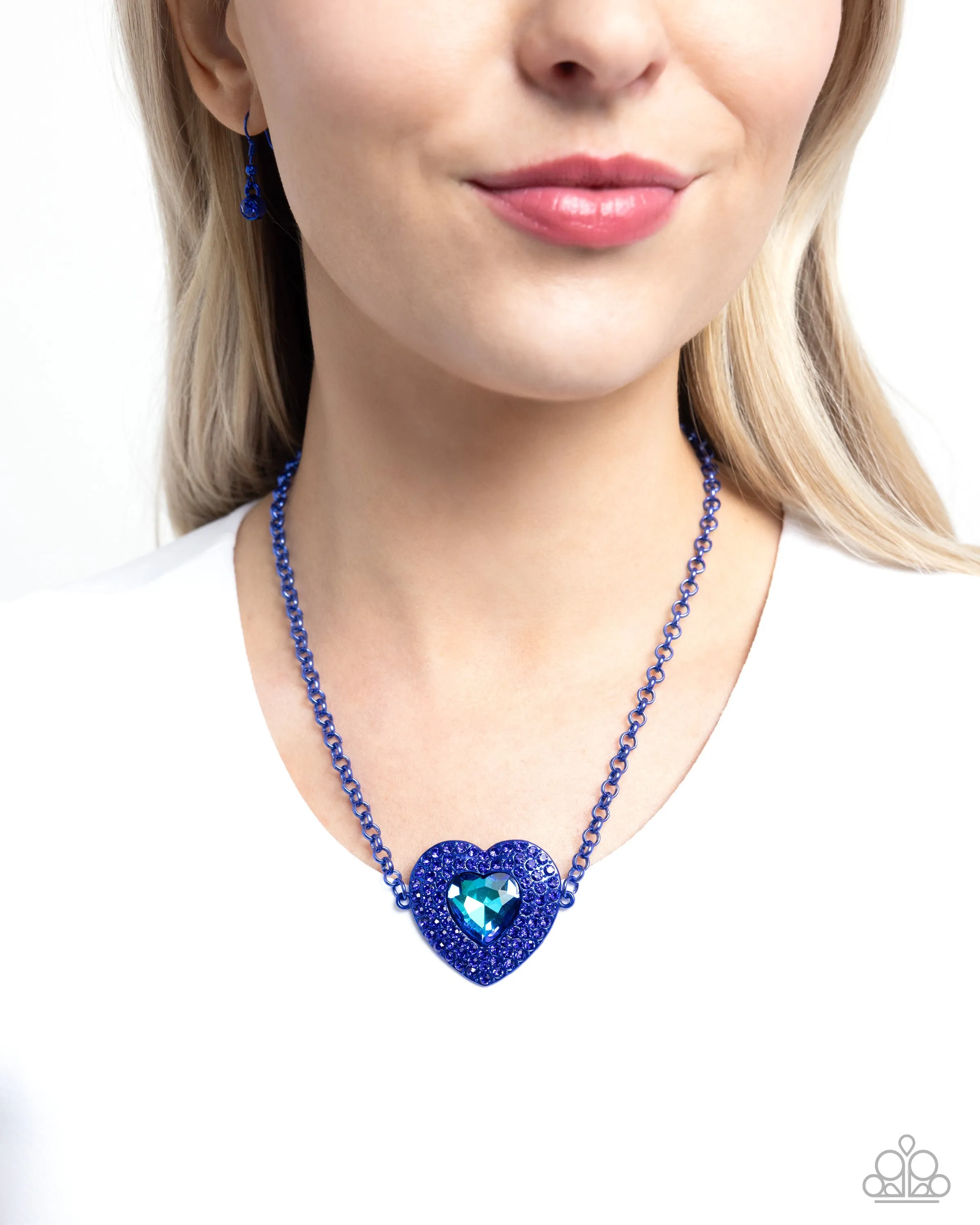 Paparazzi Locket Leisure Blue Necklace & Earring Set