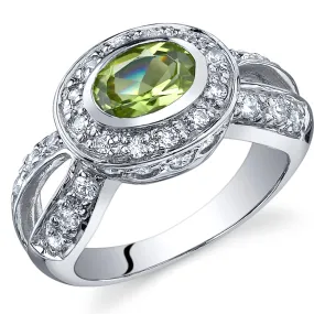 Peridot Oval Cut Sterling Silver Ring Size 7