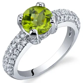 Peridot Round Cut Sterling Silver Ring Size 9