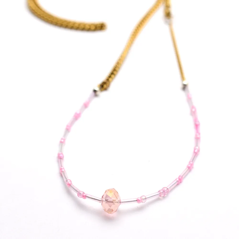 Pink Crystal Beaded Belly Chain